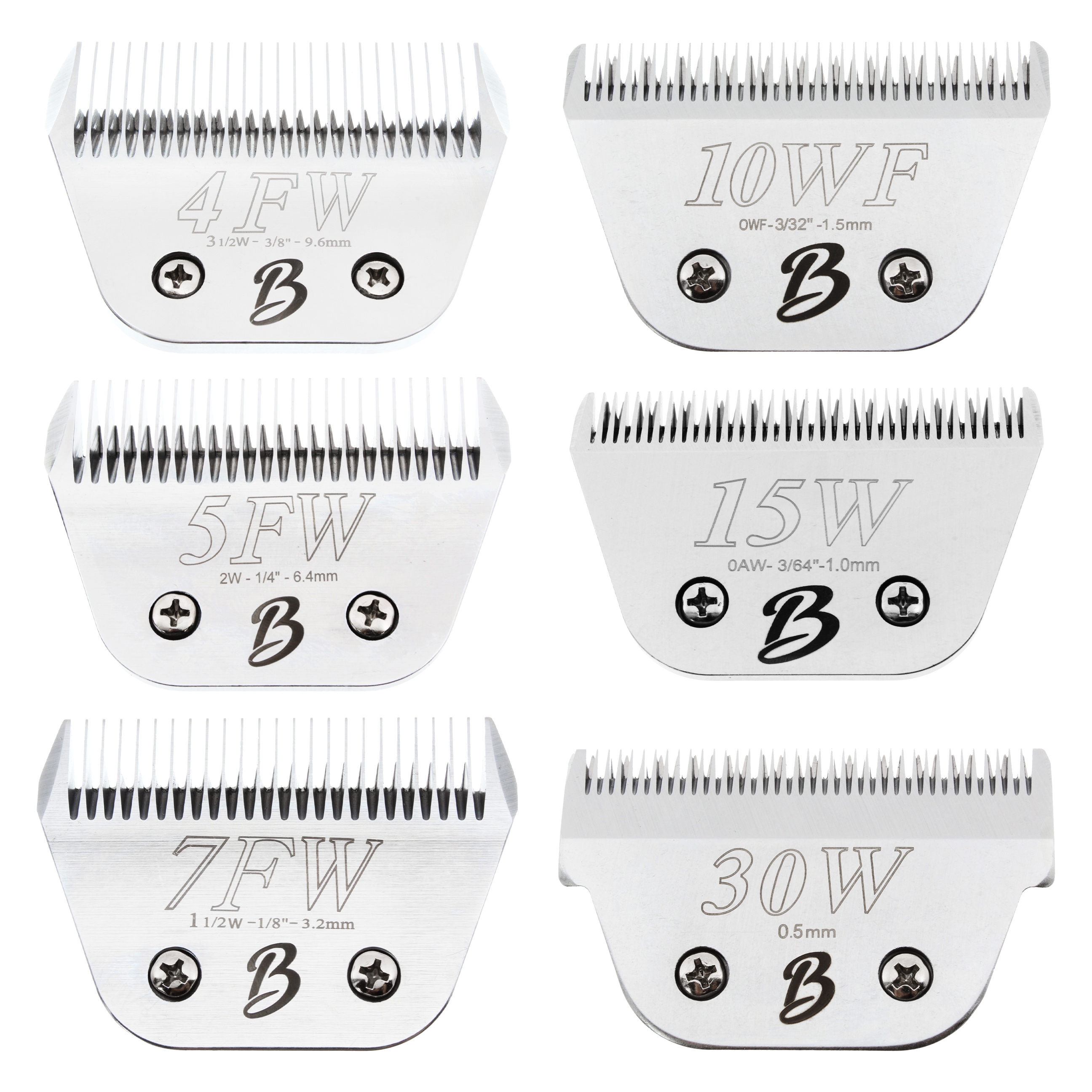 Bucchelli A-Series Wide #4FW, #5FW, #7FW, #10WF, #15W and #30W Clipper Blade Bundle