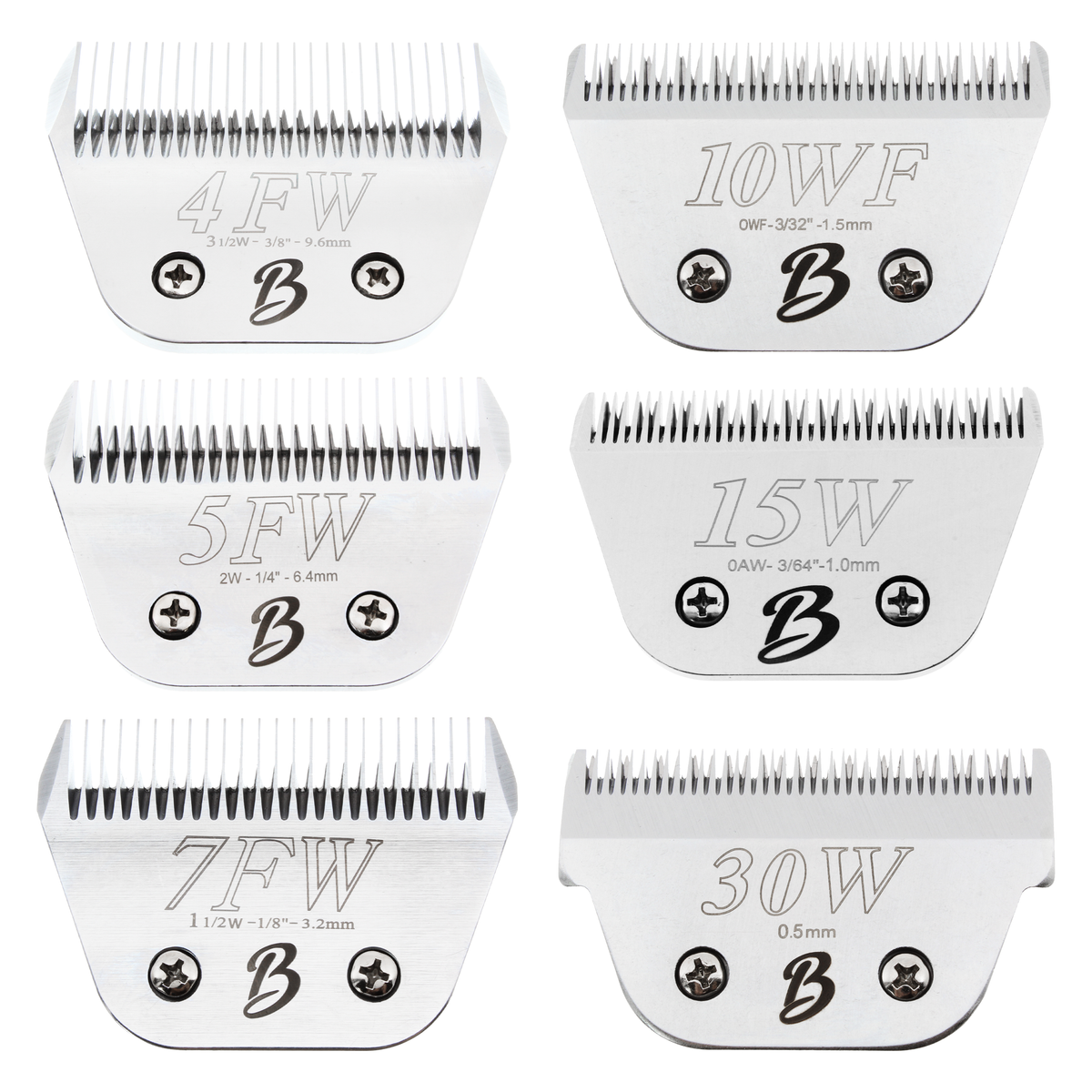 Bucchelli A-Series Wide #4FW, #5FW, #7FW, #10WF, #15W and #30W Clipper Blade Bundle