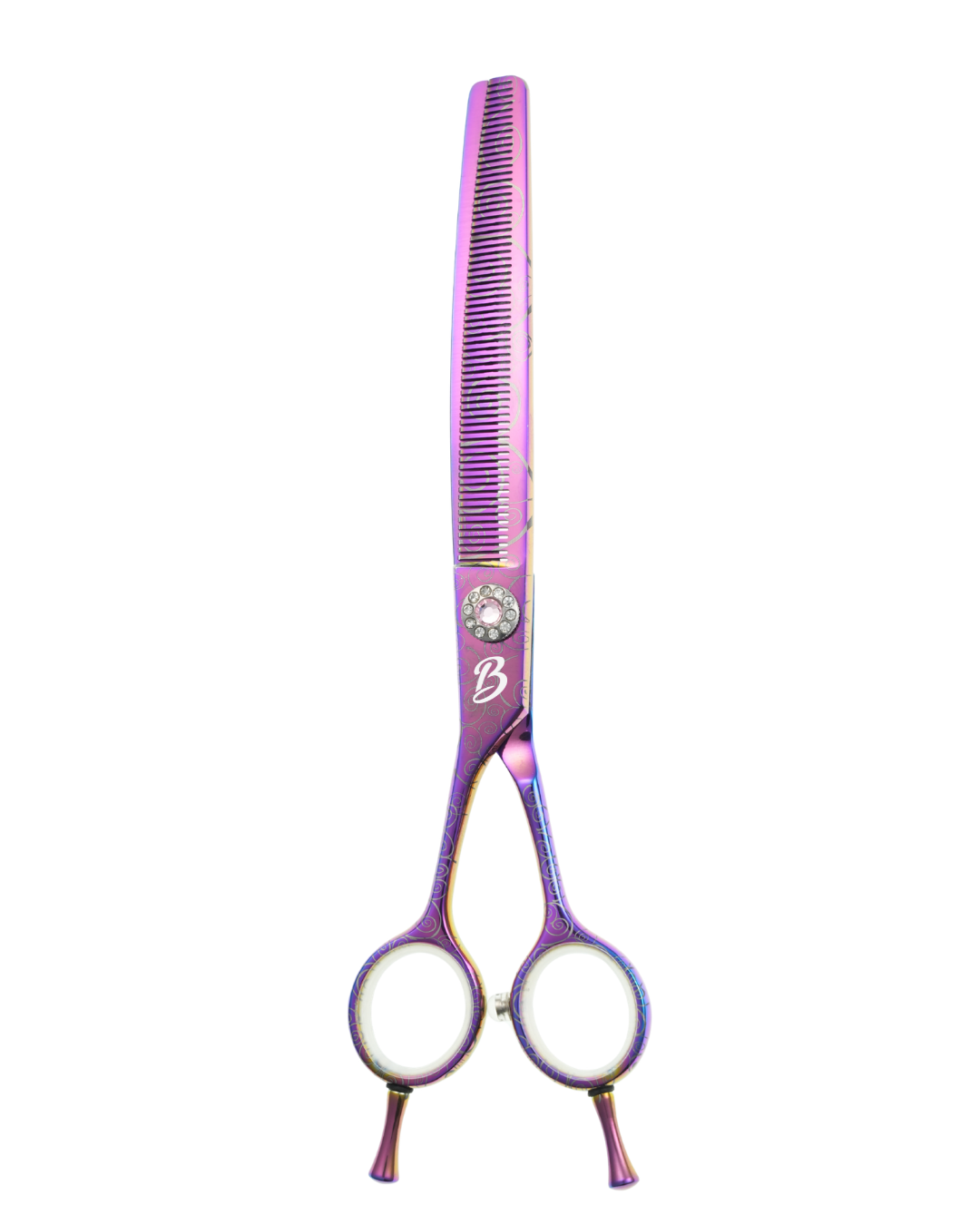 7-inch patterned rainbow left-handed 66-tooth grooming blender