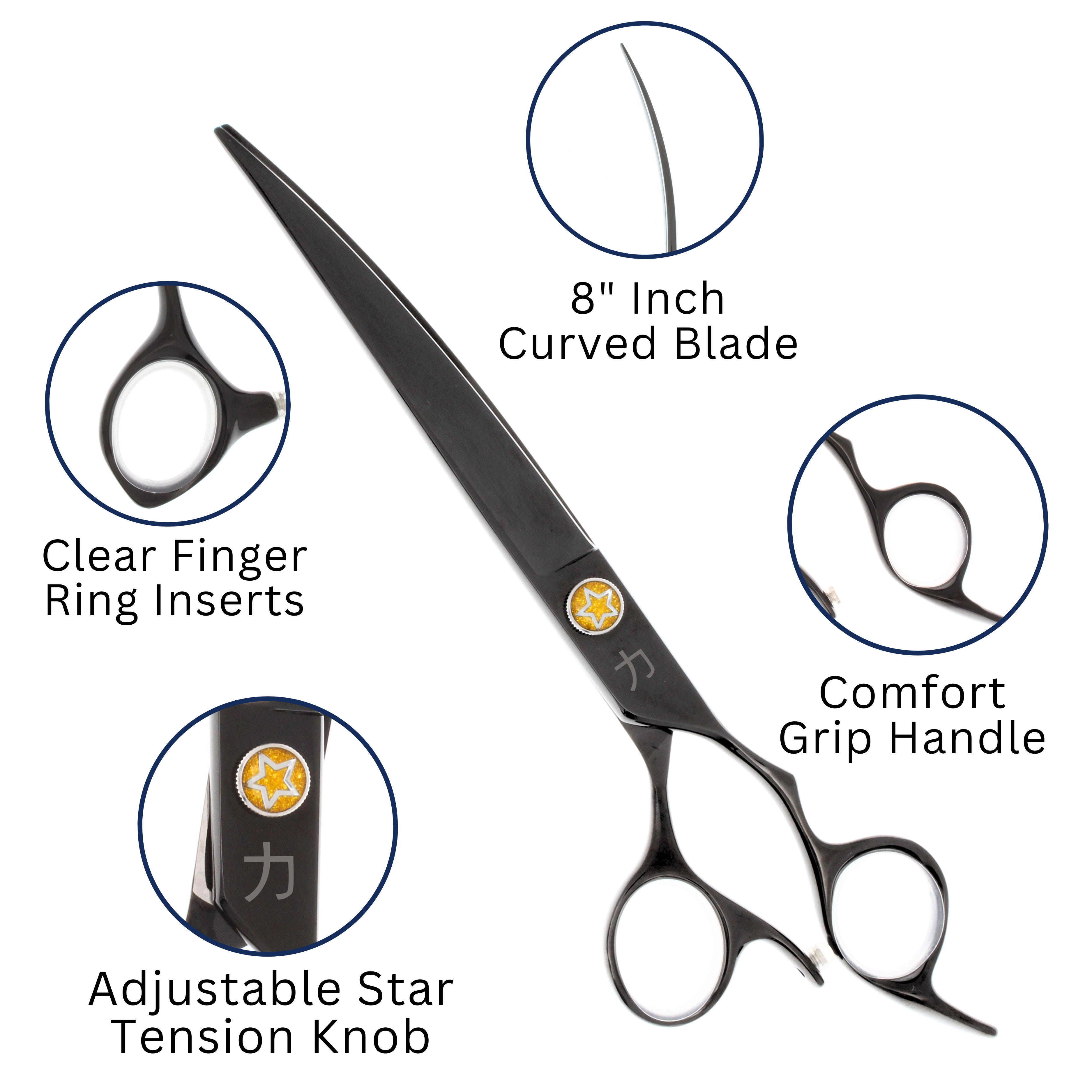 8" BEP612 Curved Grooming Shear Features