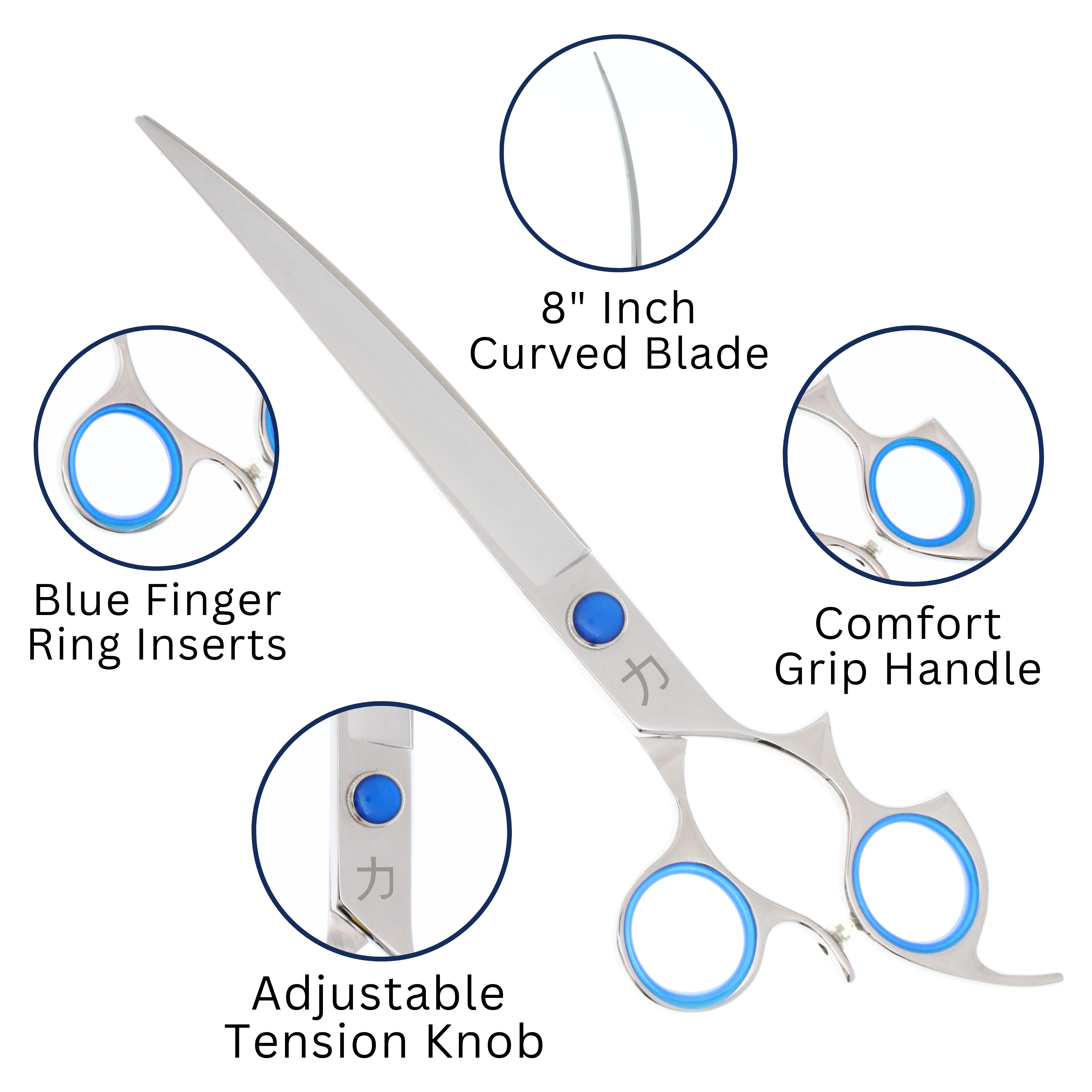 8" BEP614 Curved Grooming Shear Features