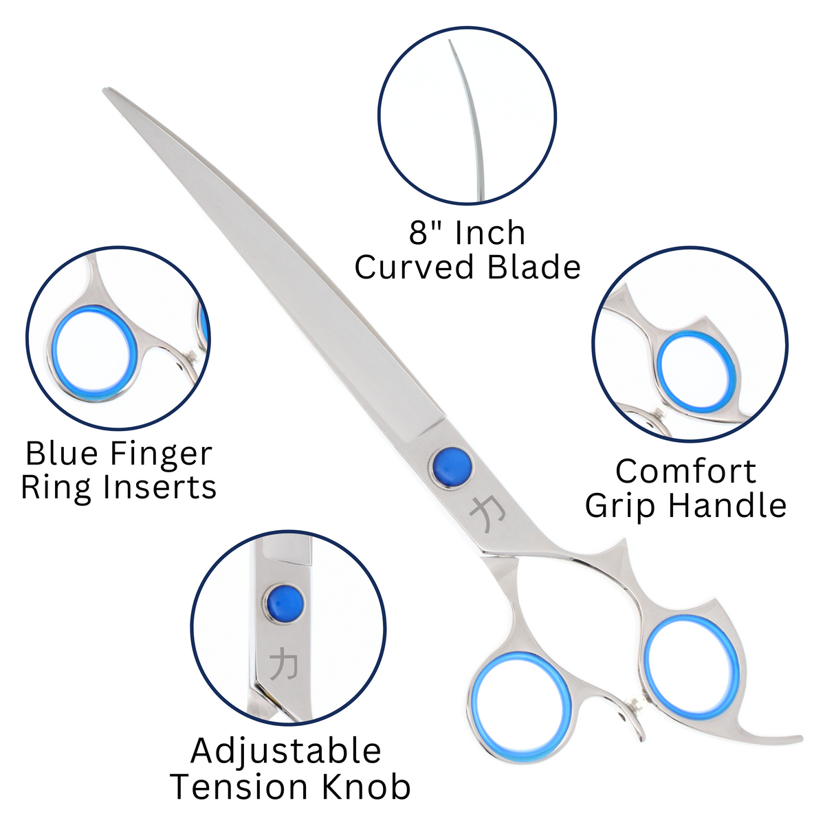 8" BEP614 Curved Grooming Shear Features