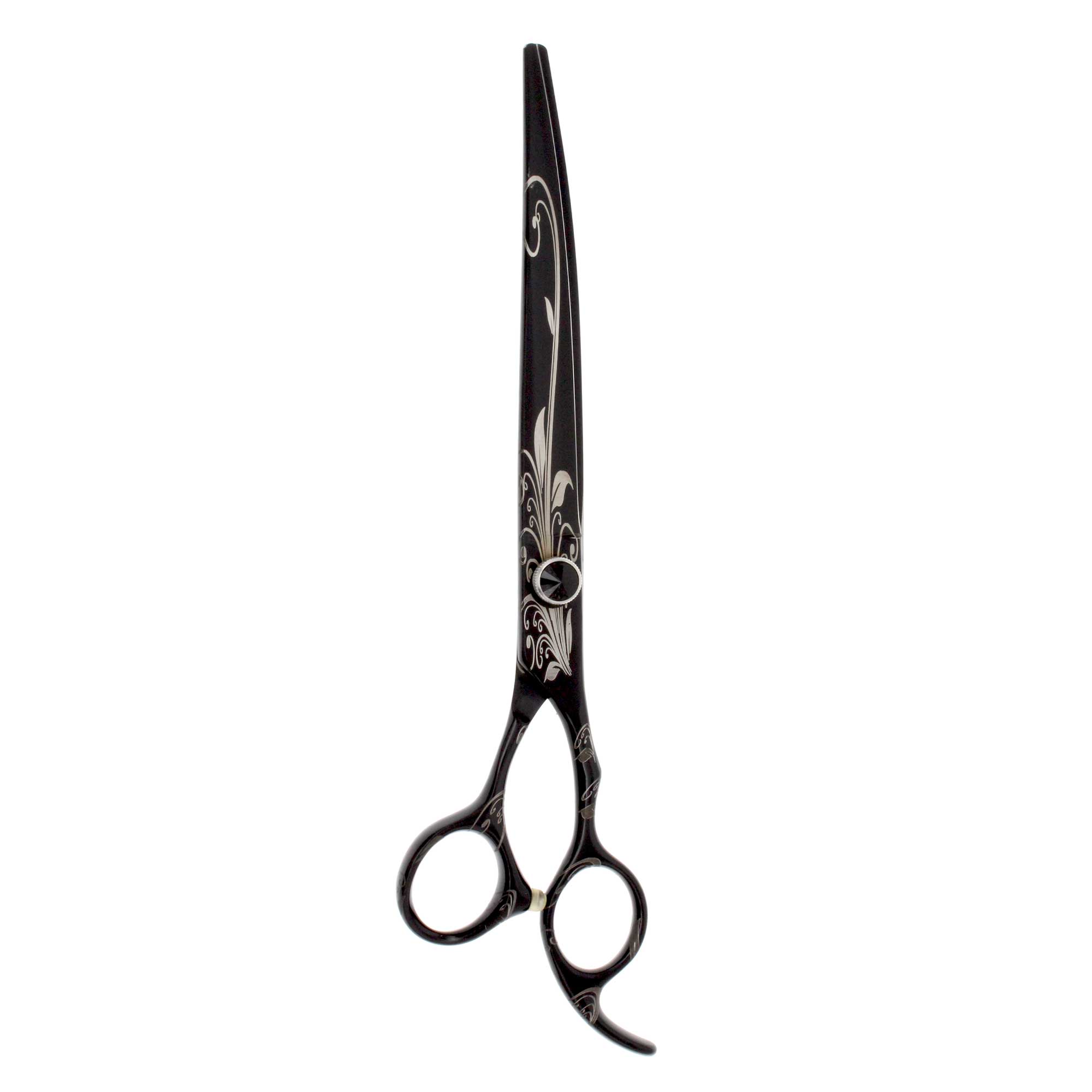 8 inch PLQ80PBLK plant vine pattern 3 curved grooming shear