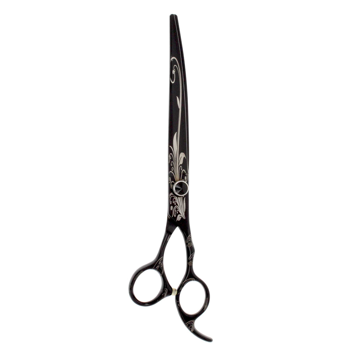 8 inch PLQ80PBLK plant vine pattern 3 curved grooming shear